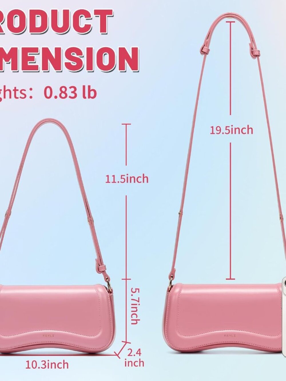 Women's Pink Cross-body Purse Waterproof Leather Small Clutch Shoulder Bag - Picture 4 of 6